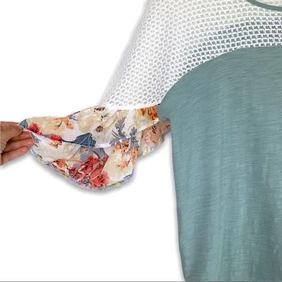 Umgee Open Knit Flutter Sleeve Top - Picture 3 of 6